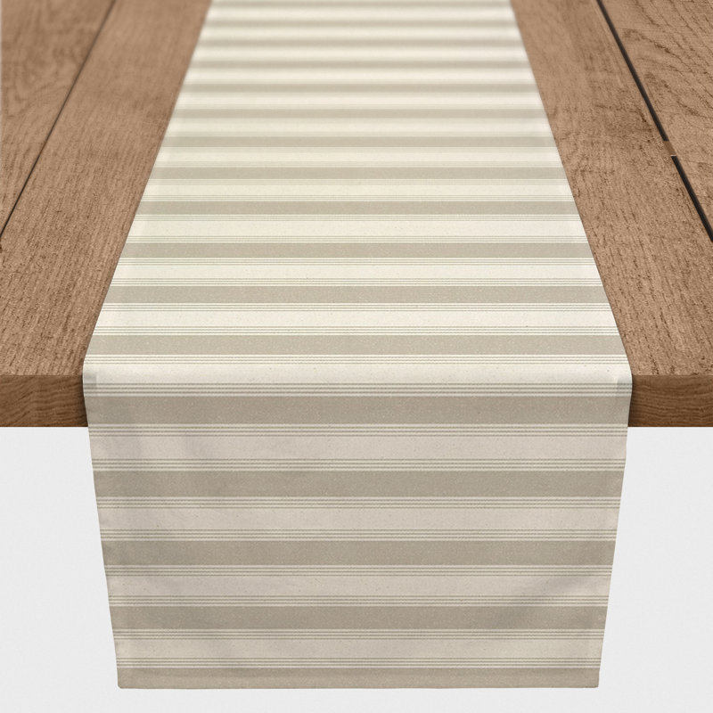 Rectangular Striped Table Runner, 72" x 16", Tan