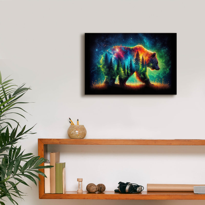 Toile épique Graffiti «Vibrant Bear 2» par Rey Klimt, 18 po x 12 po