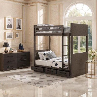 Arnfried Kids Twin Over Twin Bunk Bed with Drawers