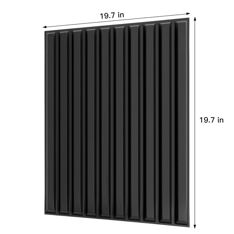 Panneau mural 3D 19,7 po x 19,7 po pour décor moderne, Noir