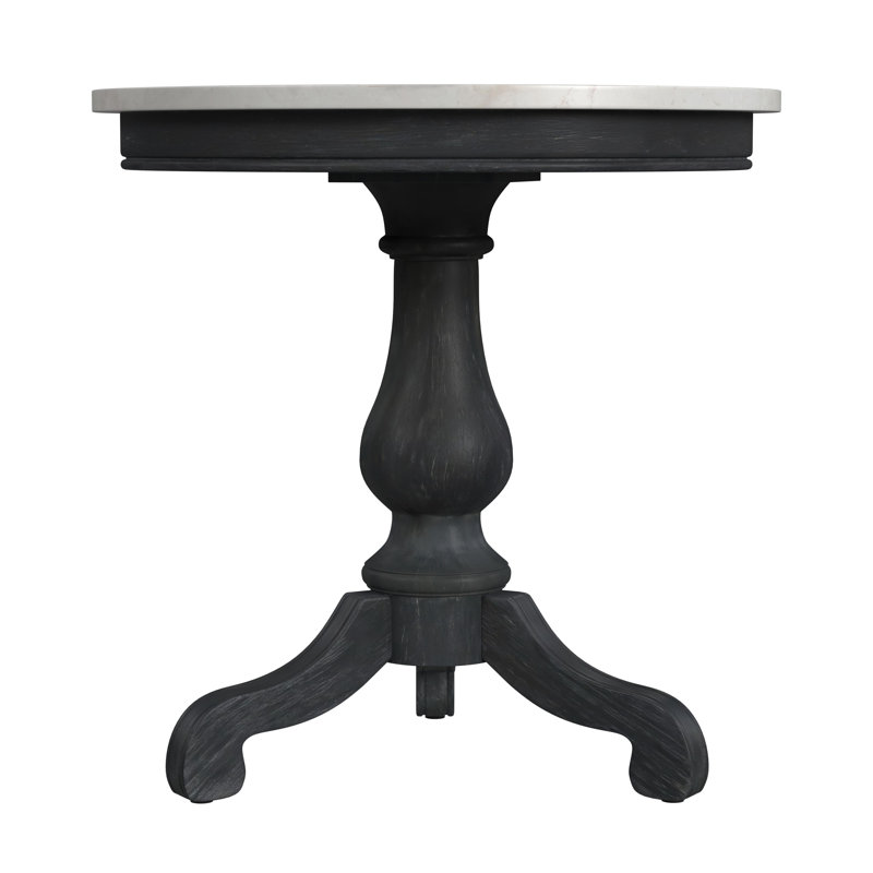 Danielle Marble 24" Pedestal Side Table, Weathered Black