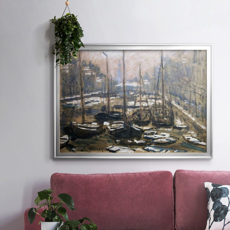 Canal of Amsterdam In Winter, 1874, reproduction d'art sur toile, H 26 po x l 38 po x P 1,5 po, Argent