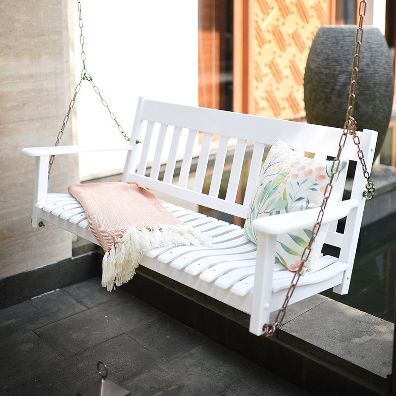 Slevin 2 Person Mahogany Porch Swing, White