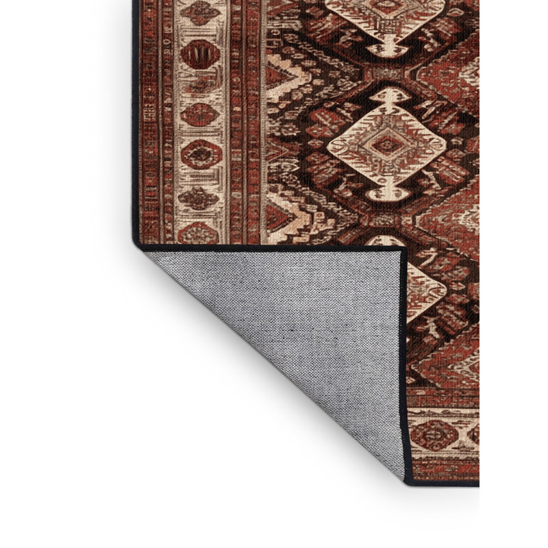 Tapis brun lavable à la machine, Rond 3 pi