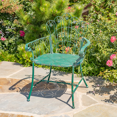 Fauteuil de jardin haut 36,25 "en métal orné de vert antique" Toulouse 1275 "