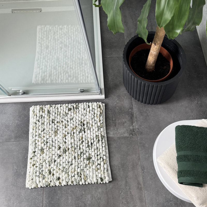 Rylann Marble Square Bath Mat, Green