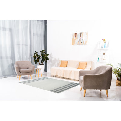 Tapis contemporain en laine fabriqué à la main blanc