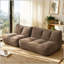 141.5inch Modular Double Caterpillar Sofa, Togo Style, Fine Corduroy Fabric Beanbag Couch for Cozy Living and Relaxation, Brown