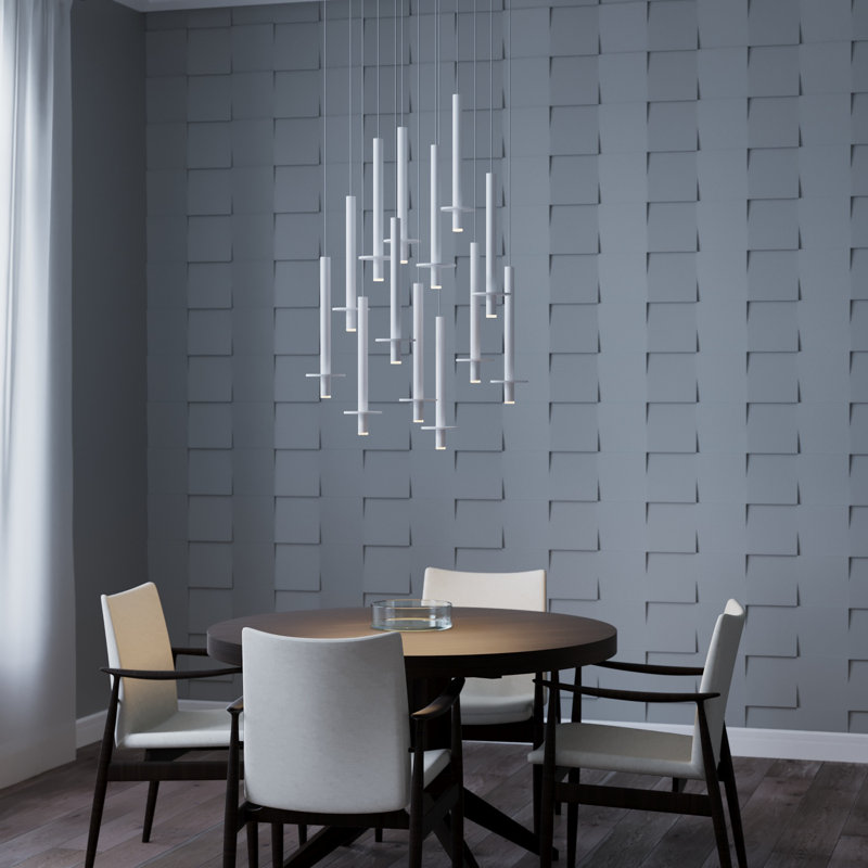 Luminaire suspendu géométrique Zakaryan, Blanc, 13 lumières