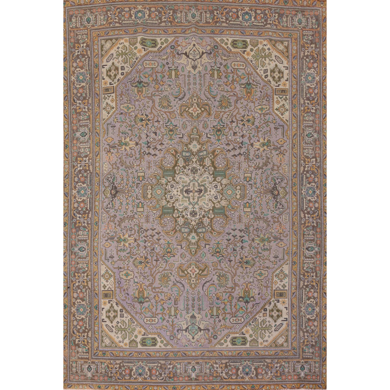 Tapis traditionnel en laine mauve clair 8 x 11