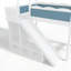 Twin Loft Bed with Storage Shelves and Wardrobe, Solid Wood Loft Beds with Detachable Slide and Ladders, No Spring Box Needed, Blue and White.(Patent Protection)-741449904-741449908