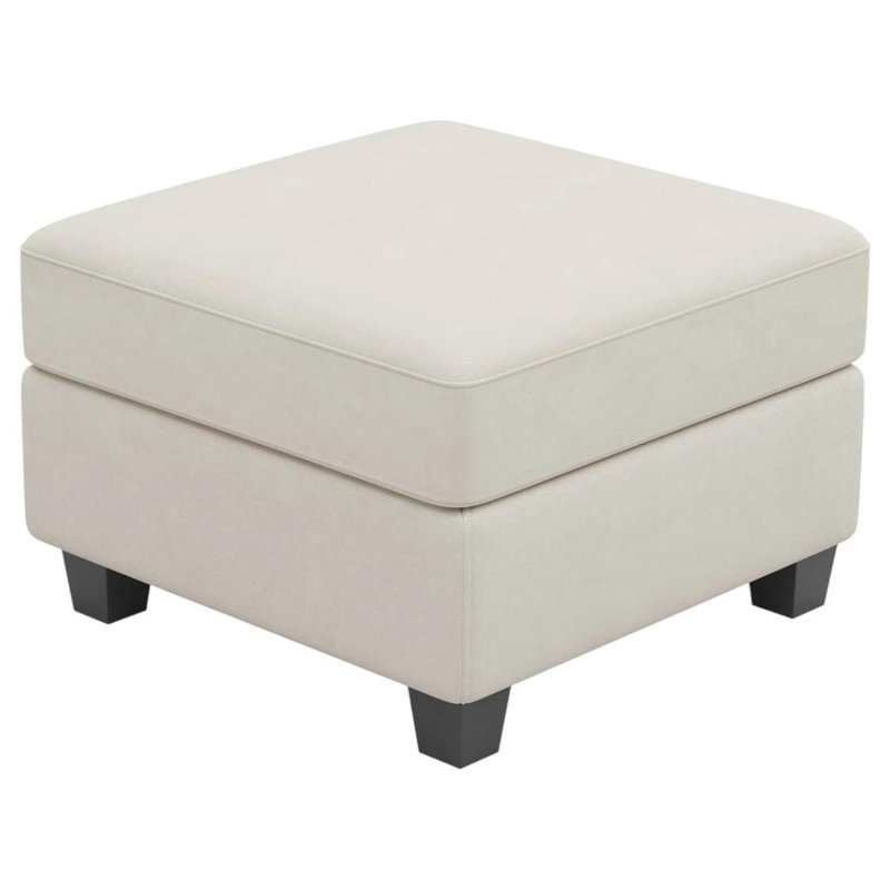 Repose-pieds de 25 po en velours beige et noir avec rangement