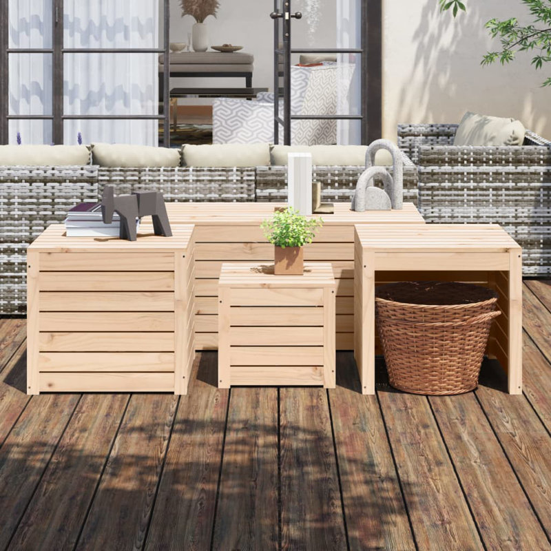 Brayden Studio 101cm W 0L Pine Solid Wood Deck Box, Natural