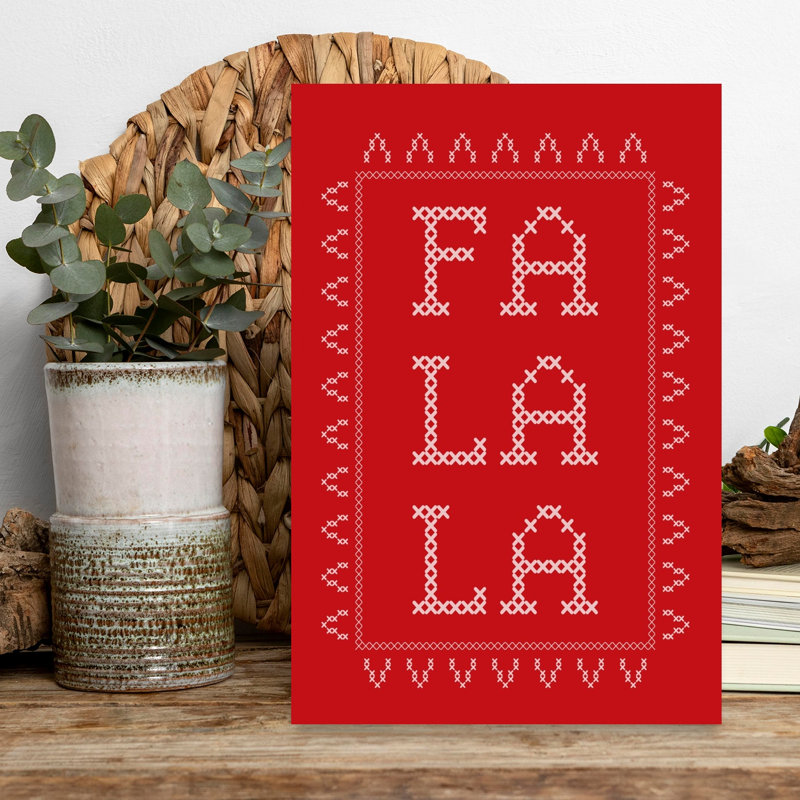 Fa La La, point de croix abstrait contemporain, art mural d'hiver, 18" H x 12" W