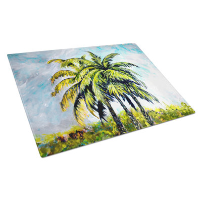 Tropical Breeze Palm Trees Glass Cutting Board