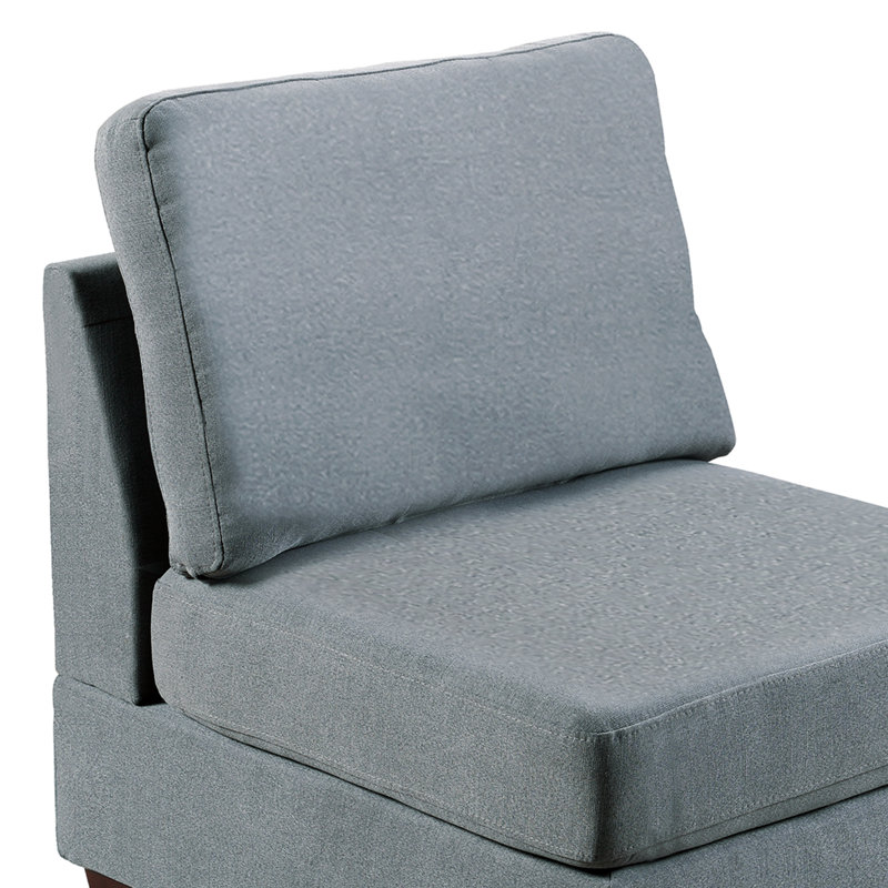 Fauteuil modulaire en tissu 2 pièces gris et lin 2 pièces