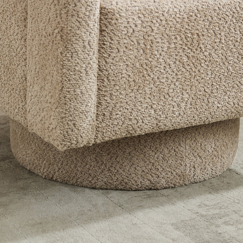 Fauteuil demi-tonneau large pivotant rembourré (ensemble de 2), Tissu taupe