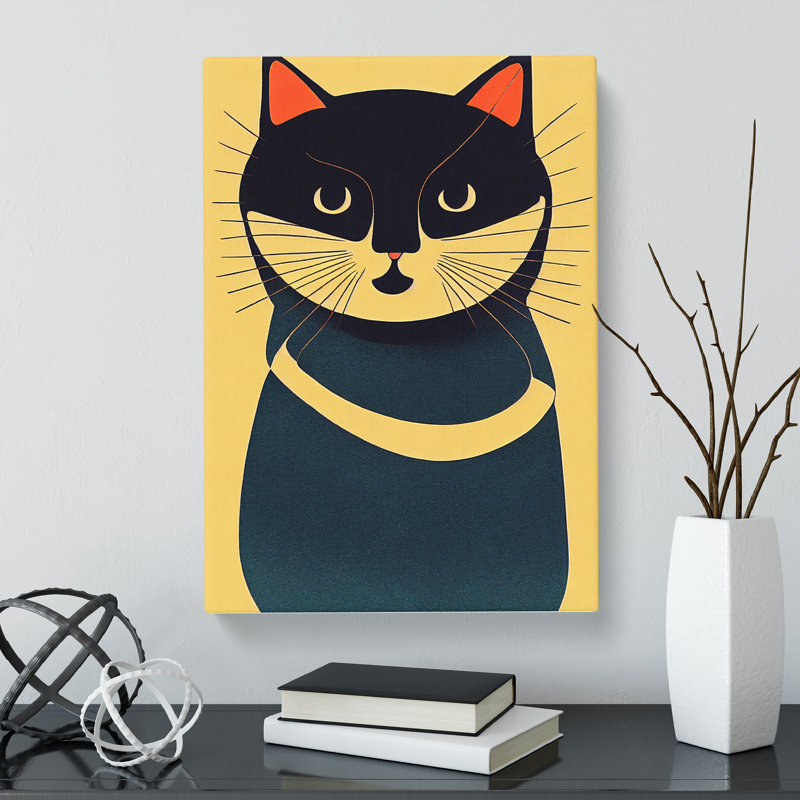Cat Mid Century Vol.3 - Wrapped Canvas, 76cm H x 50cm W x 3cm D