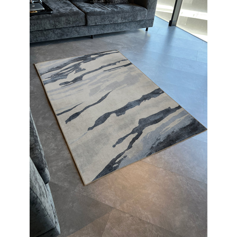 Tapis décoratif moderne à motif de croix en dégradé bleu, Rectangle 4 pi 7,12 po x 6 pi 6,74 po