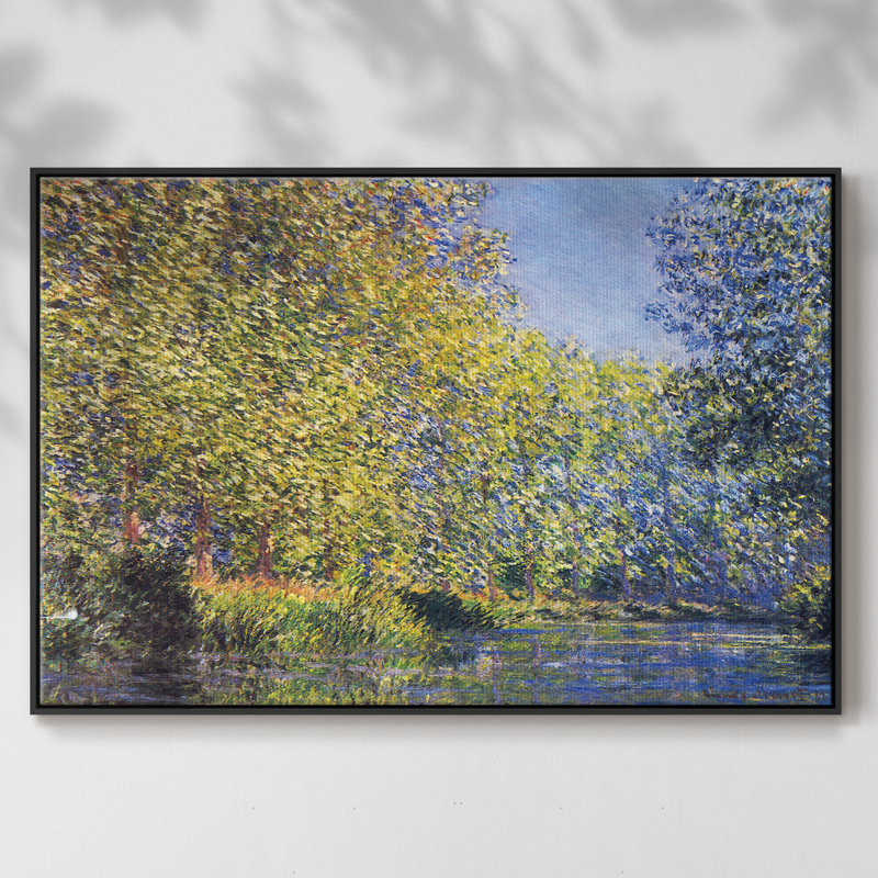 «A Bend In The Epte Giverny», reproduction d'art encadrée sur toile par Claude Monet, Noir, H 17 po x l 25 po x P 2 po