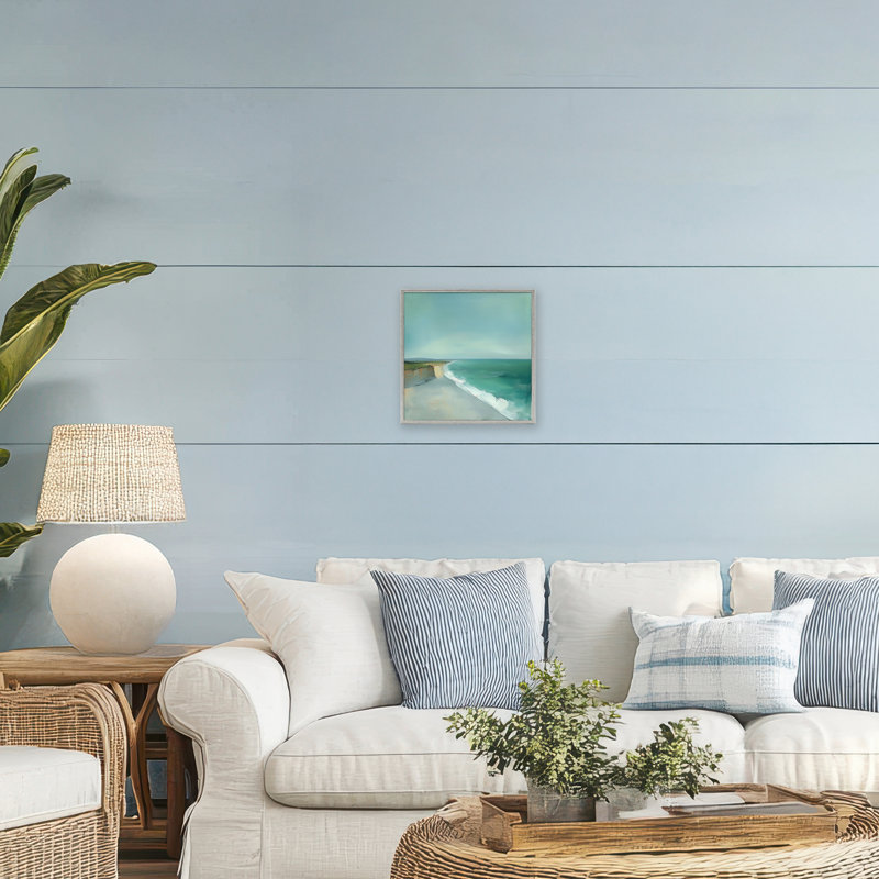 Giclée encadrée, paysage par Turquoise Horizons Coast, conception par Annabelle Hall, Estampe numérique Farmhouse