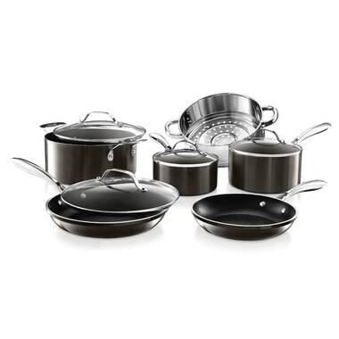 Gotham Steel Stainless Steel Cookware Set with Lids 10 Piece Pots and Pans  Set Non Stick Bakeware Set with Nonstick Ceramic Induction Cookware Set