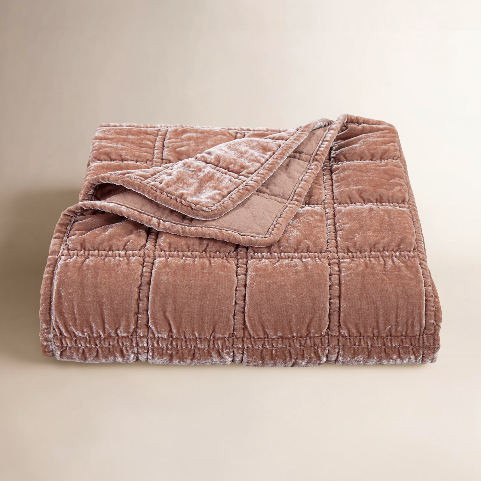 Stella Velvet Throw Blanket, Dusty Rose