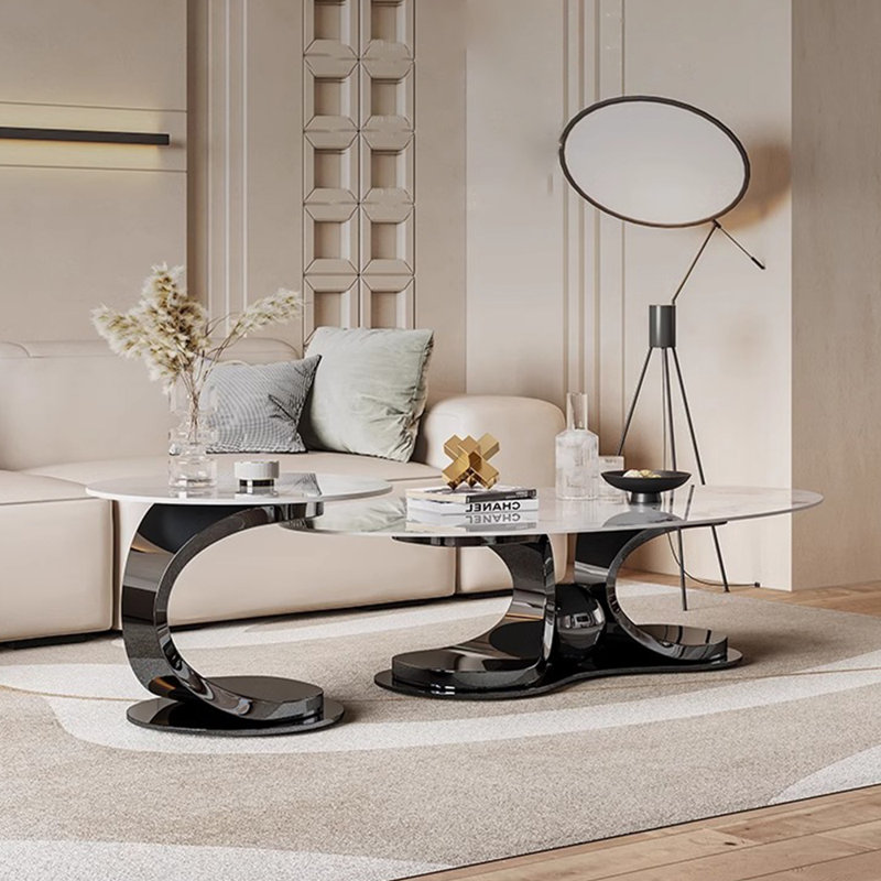 Ensemble de tables basses modernes et simples, H 15,7 po x L 51,2 po x l 27,6 po, Noir
