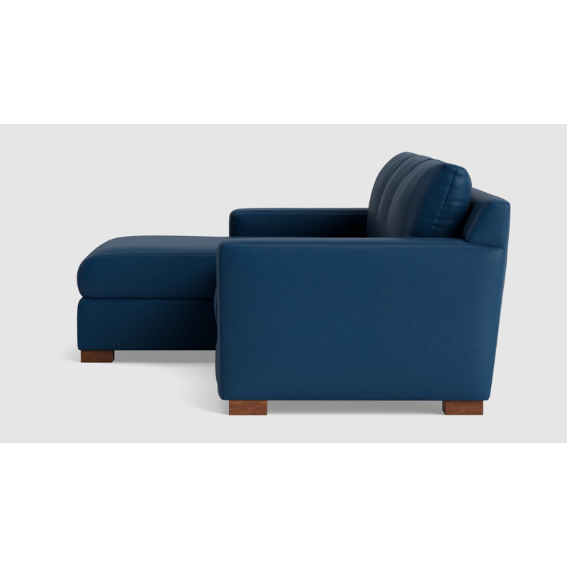 Catalina Chaise Sectional, Left Hand Facing, Leather - Deep Blue