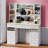 Vanity Set With Extra Large Lighted Mirror, Top Dressing Table With 9 Drawers, Makeup Vanity With Storage Bench, European Style Vanity, Adjustable Brightness Vanity For Bedroom(white-b)