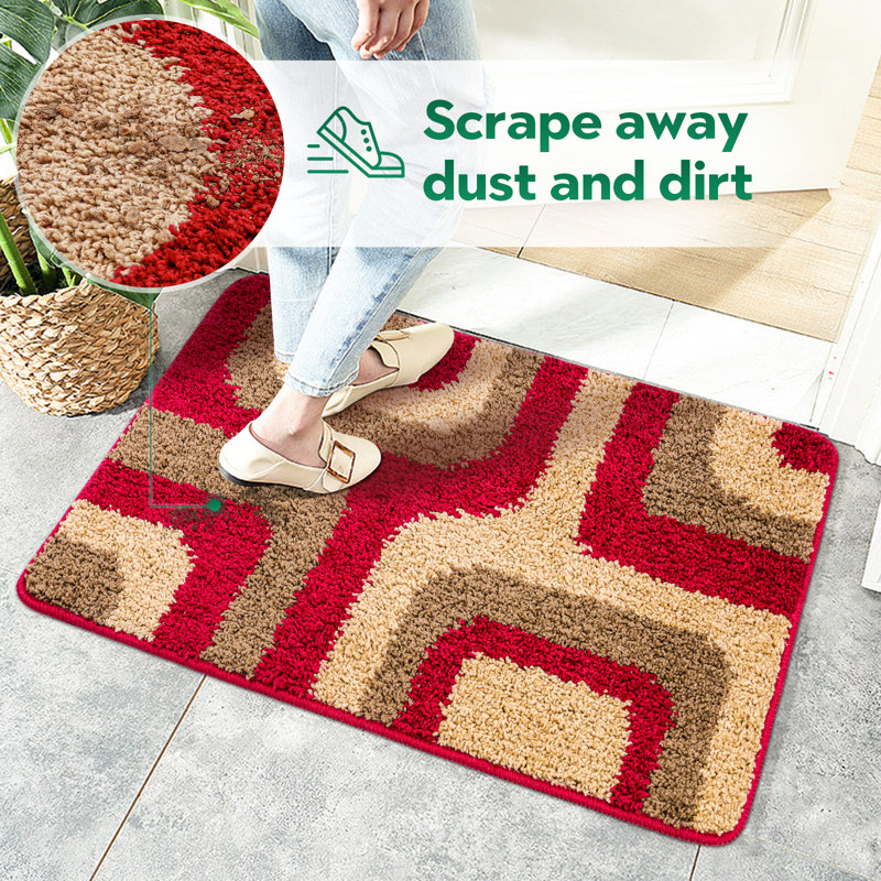 Tapis d'entrée antidérapant Ebern Designs, Fuchsia , L 20 po x L 32 po