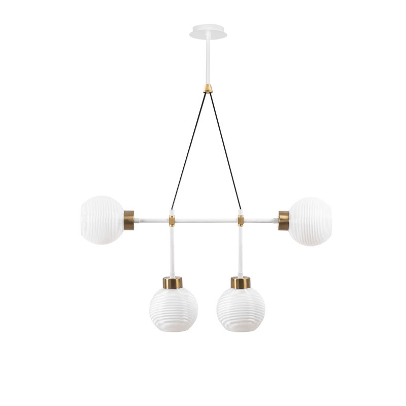 Lustre unique à 4 lumières Oey, Blanc / or