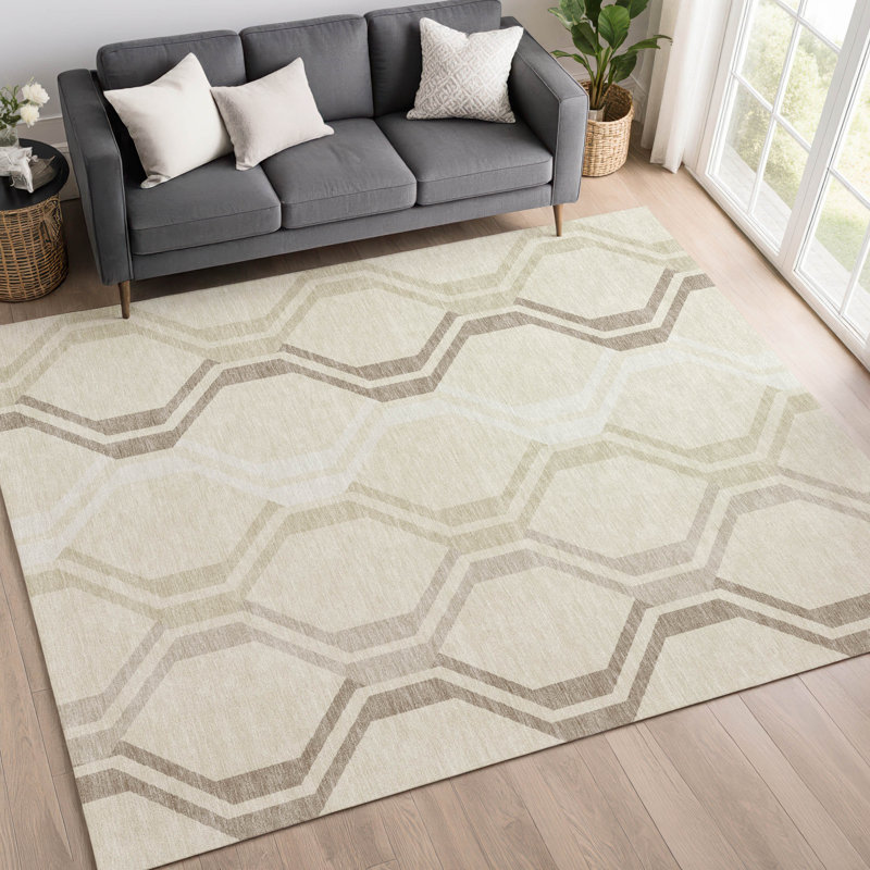 Tapis Mid-Century moderne lavable à la machine intérieur / extérieur Chantille ACN2326, Rectangle 9 pi x 12 pi