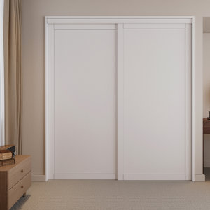 80" White Prefinished 1-Panel  Sliding Door With Hardware Kit