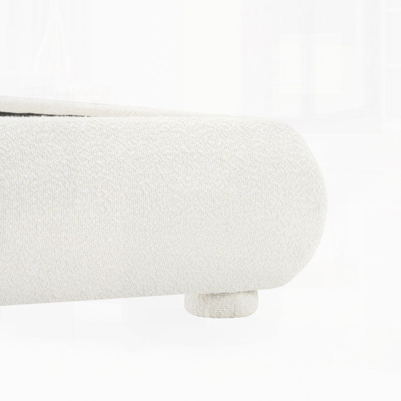 Lit tapissier moderne avec tête de lit, Crème, Grand