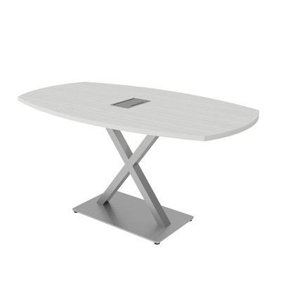 Table de conférence Pavert Arc Boat avec base en X en métal | Unité électrique