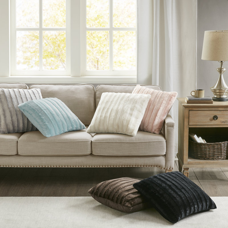Duke Faux Fur Square Pillow, Ivory