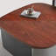 Table basse moderne carrée en bois massif bicolore avec base à deux pieds, largeur de 35,43 pouces
