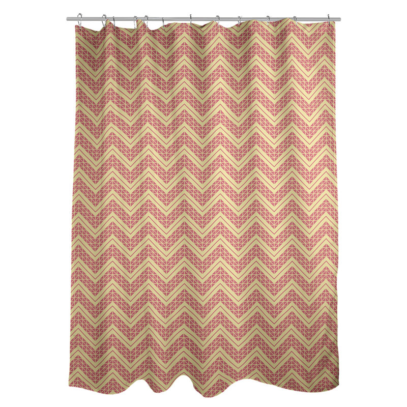 Rideau de douche simple à chevrons à la main classic, Jaune / Rouge