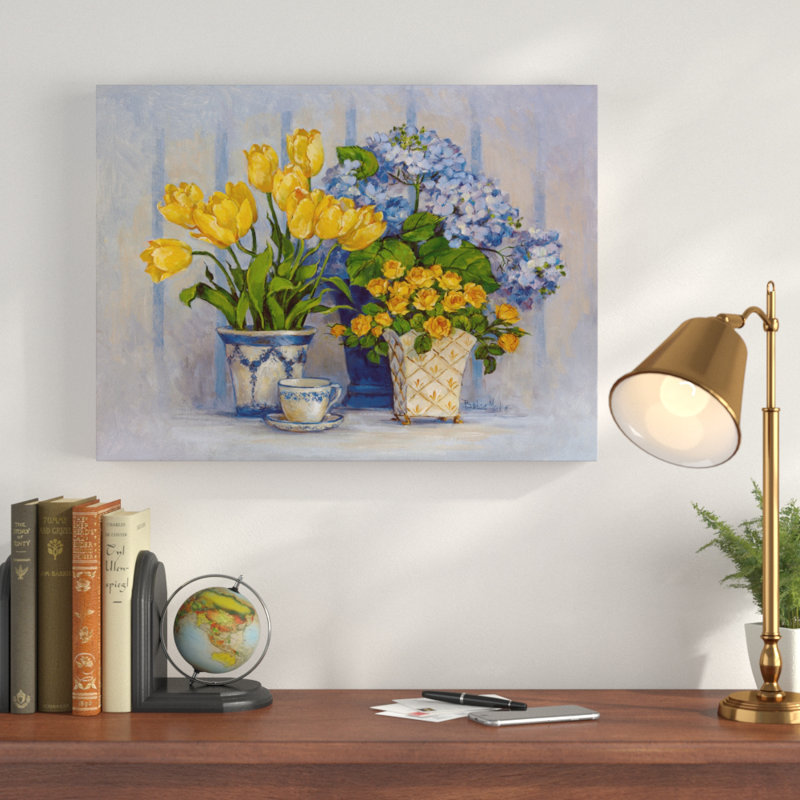 « blue white », reproduction de peinture à l’acrylique sur toile tendue, H 24 po x l 32 po x P 2 po
