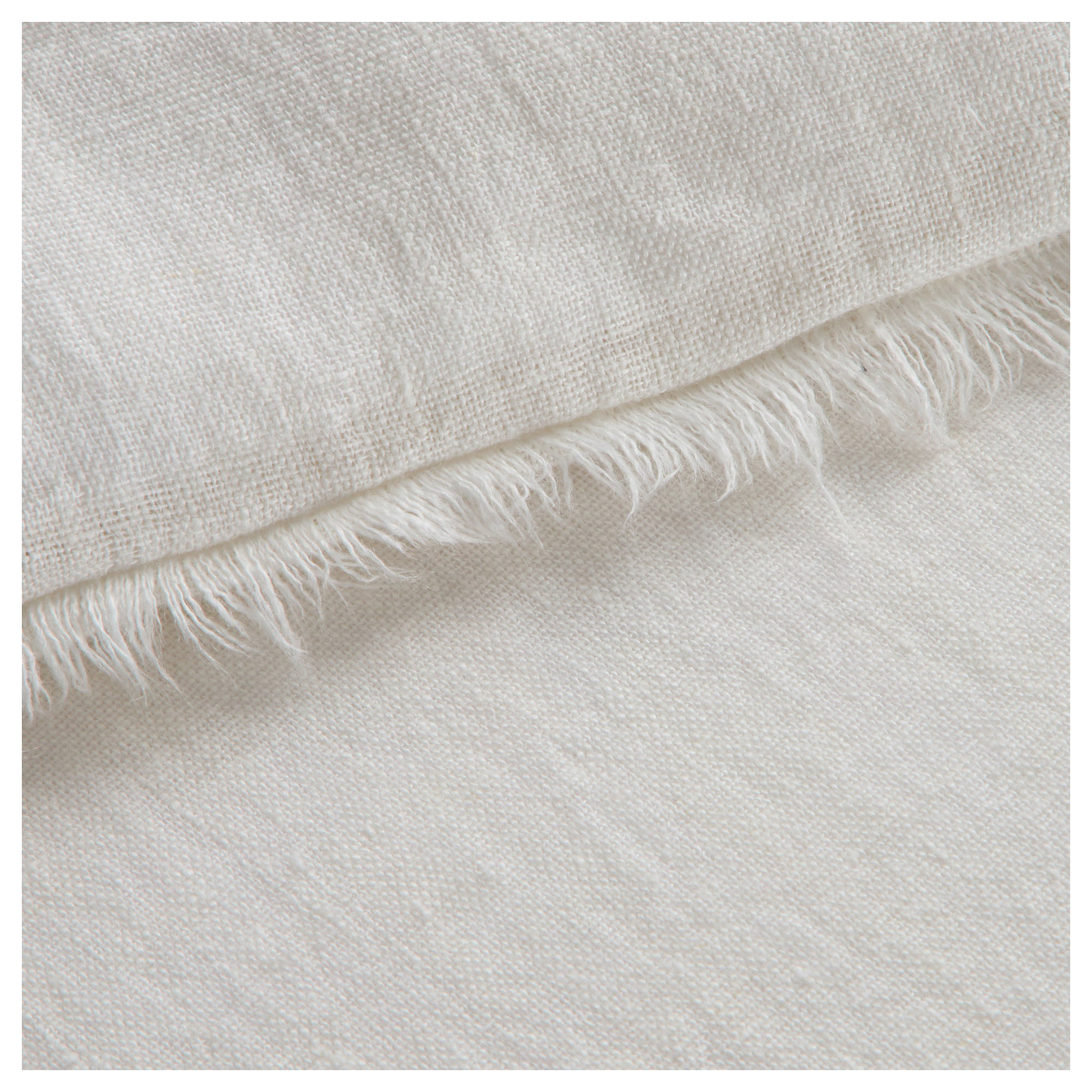 Hunter Fringed Linen Lumbar Throw Pillow, Cream