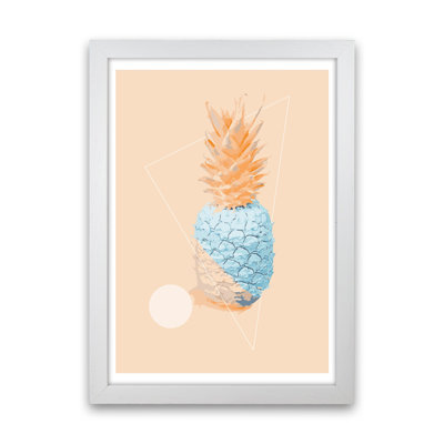 Pineapple In Blue With Peach by Pixy Paper - Print