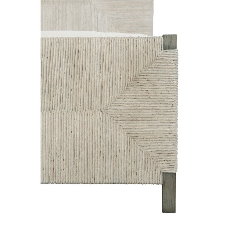 Alannis King Panel Bed with Woven Abaca Headboard in Rustic Grey