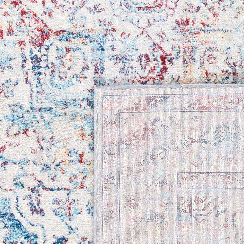 Ivory and Blue Hand-knotted Synthetic 8' x 10' Rug
