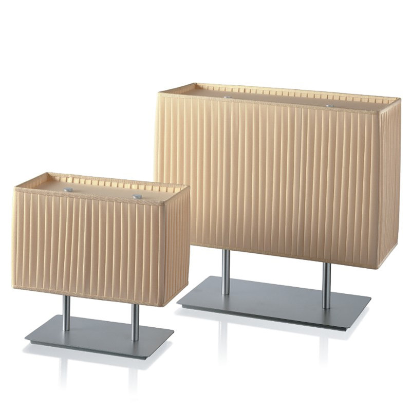 Blissy 16.9291" Table Lamp, Ivory Pleated, Metallized Gray