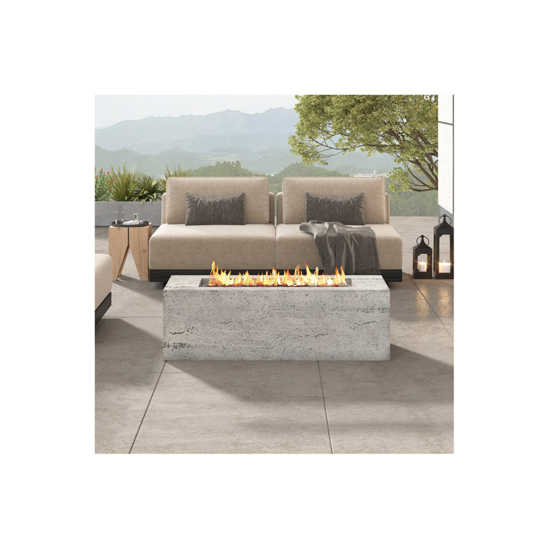 Outdoor Rectangular Propane Fire Pit 40000 BTU,41.9''MGO Patio Heater with Stainless Steel Burner and Free Lava Rocks,Waterproof Cover,Suitable for Courtyard,lawn,patios, decks,swimming pool
