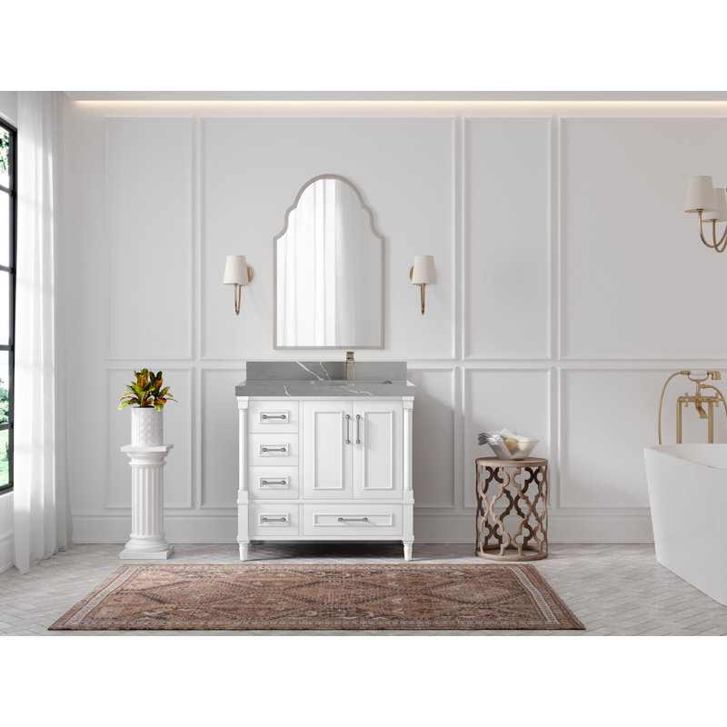 Ensemble de meuble-lavabo simple 36 po Aberdeen, Gris Piatra