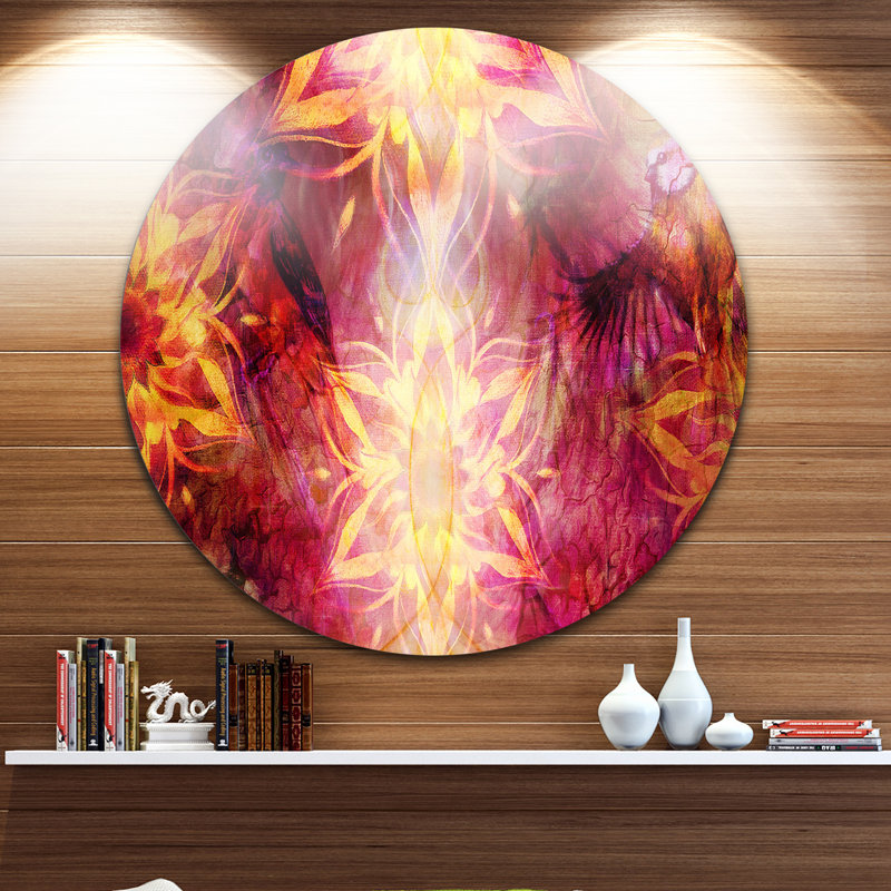 «Titmouse Birds and Golden Mandala», impression, H 38 po x l 38 po x P 1 po, Métal