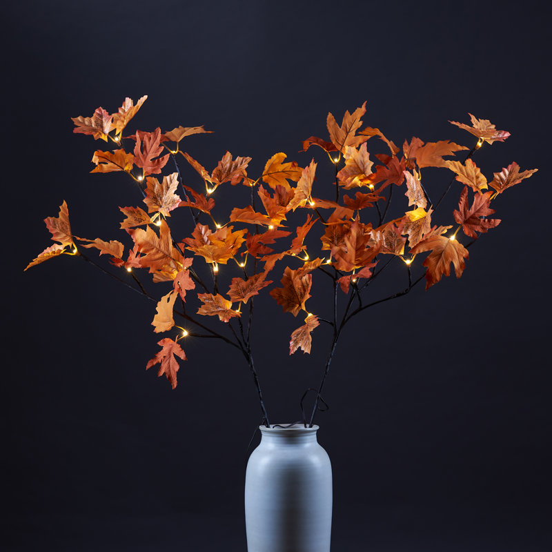 Lightshare Lighted Maple Tree Branches With Timer Battery Operated 32IN Mini Led For Autumn Thanksgiving Halloween Christmas Holiday Decoration