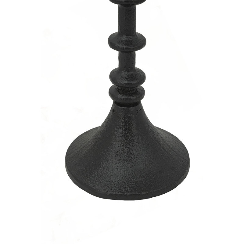 Ensemble de 2 porte-bougies décoratifs en fer noir avec motif de broche